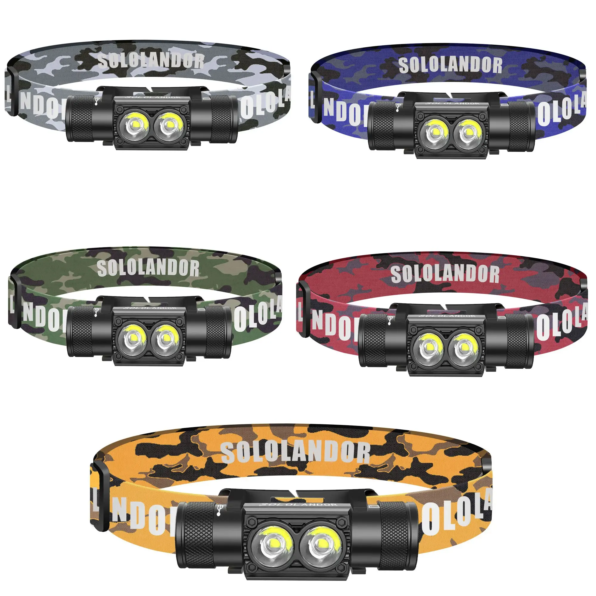 

SOLOLANDOR HD25AY 18650, перезаряжаемый USB электрический фонарь, фары, уличный фонарик для кемпинга и приключений