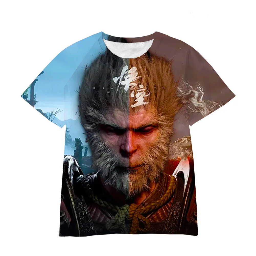 

Black Myth Wukong 3A game 3D digital printing trendy Streetwear breathable short T-shirt for boys kids Tops Tees