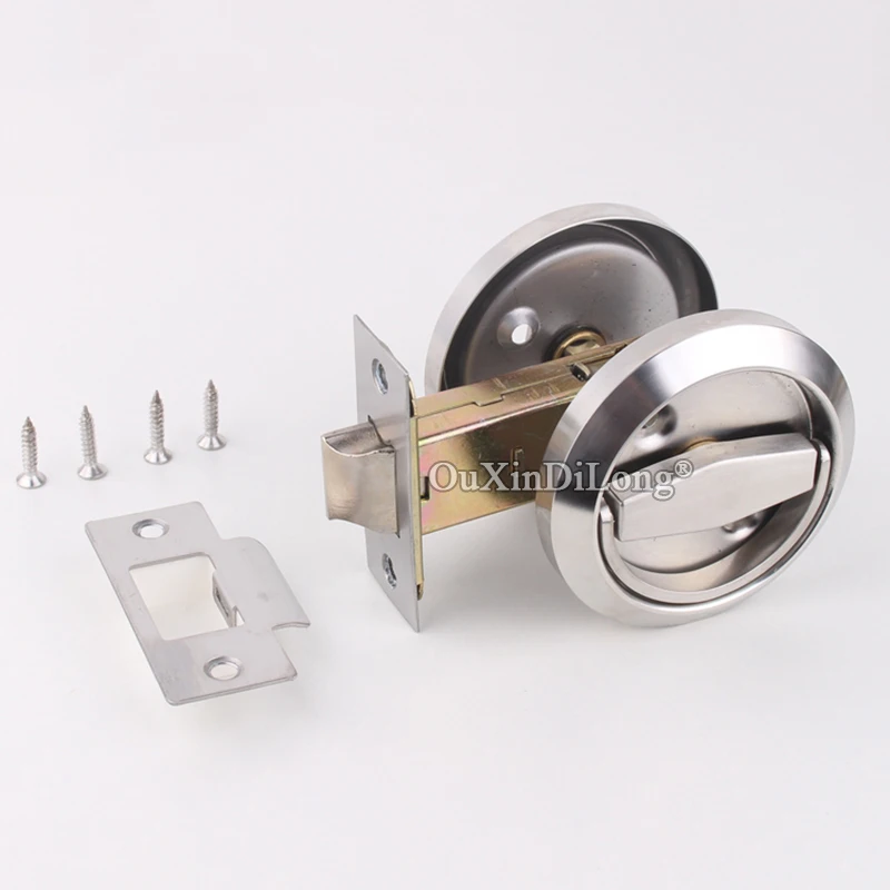 Brand New Stainless Steel Invisible Door Lock Recessed Cup Handle Door Locks Fire Proof Disk Pull Ring Locks for 35mm~45mm Doors