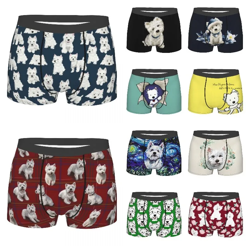 Male Fashion West Highland White Terrier Dog Underwear Westie Puppy Boxer Briefs Men Stretch Shorts Panties Underpants