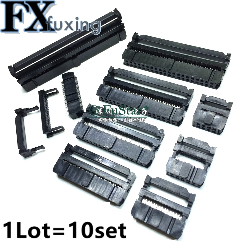 10set FC-6P FC-8P FC-10P FC-14P FC-16P To FC-40P IDC Socket 2x5 Pin Dual Row Pitch 2.54mm IDC Connector 10-pin cable socket Hot