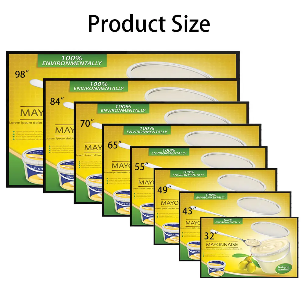 VETO 55 بوصة حجم مخصص شاشة LCD رفيعة للغاية تعمل باللمس الإعلان مشغل الإعلان الداخلي المثبت على الحائط