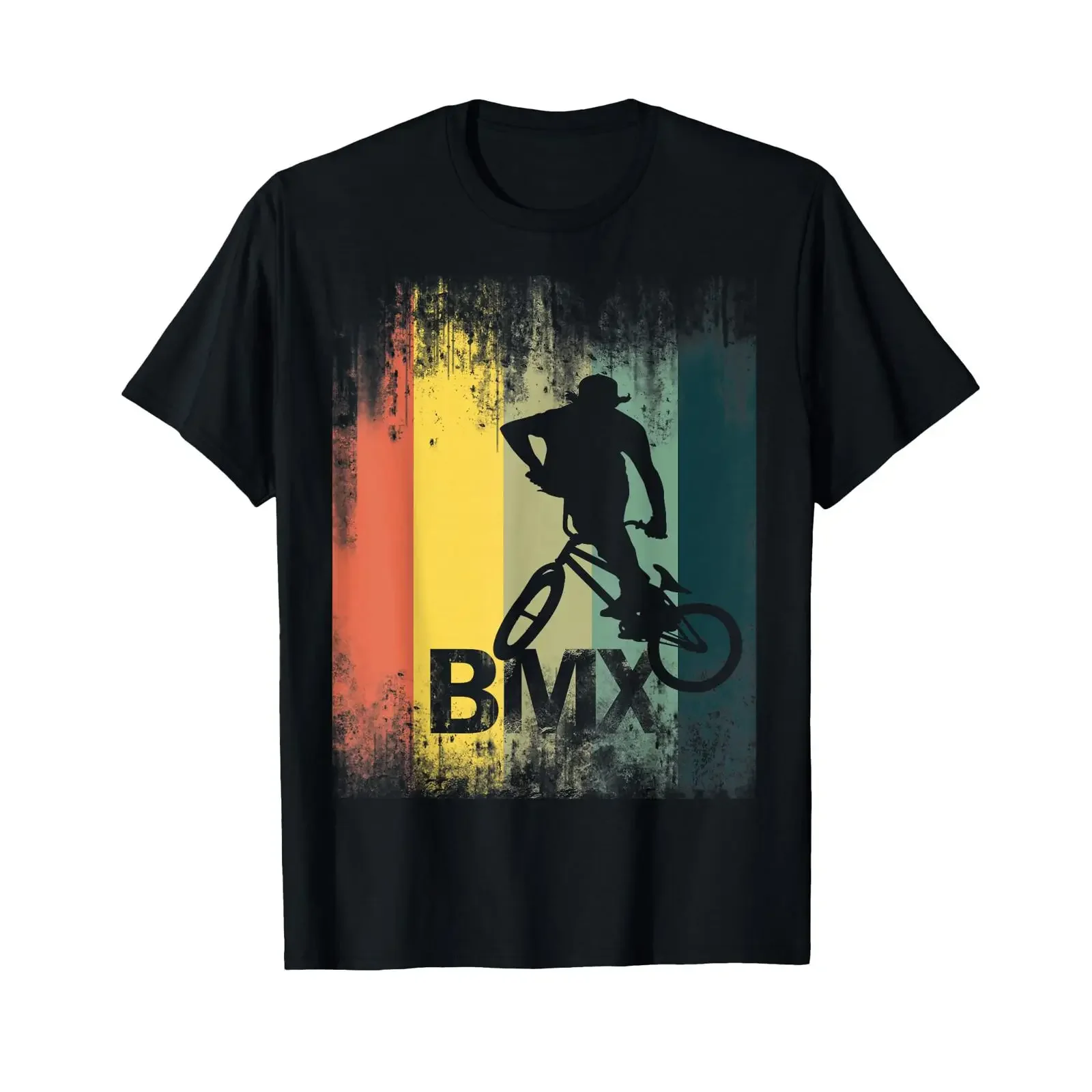 BMX Cool Retro Freestyle Bicycle T Shirt vintage Washed Slightly Casual Soft fashion graphic Stretched homme Breathable