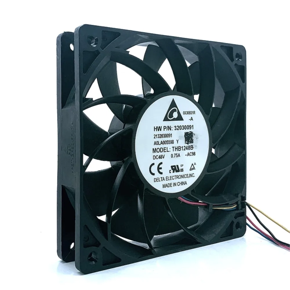 

12cm 48V High Speed Cooling Fan for Delta THB1248B 12025 120X120X25mm 48VDC 0.75A 4Lines Dual Ball Bearing HW Device