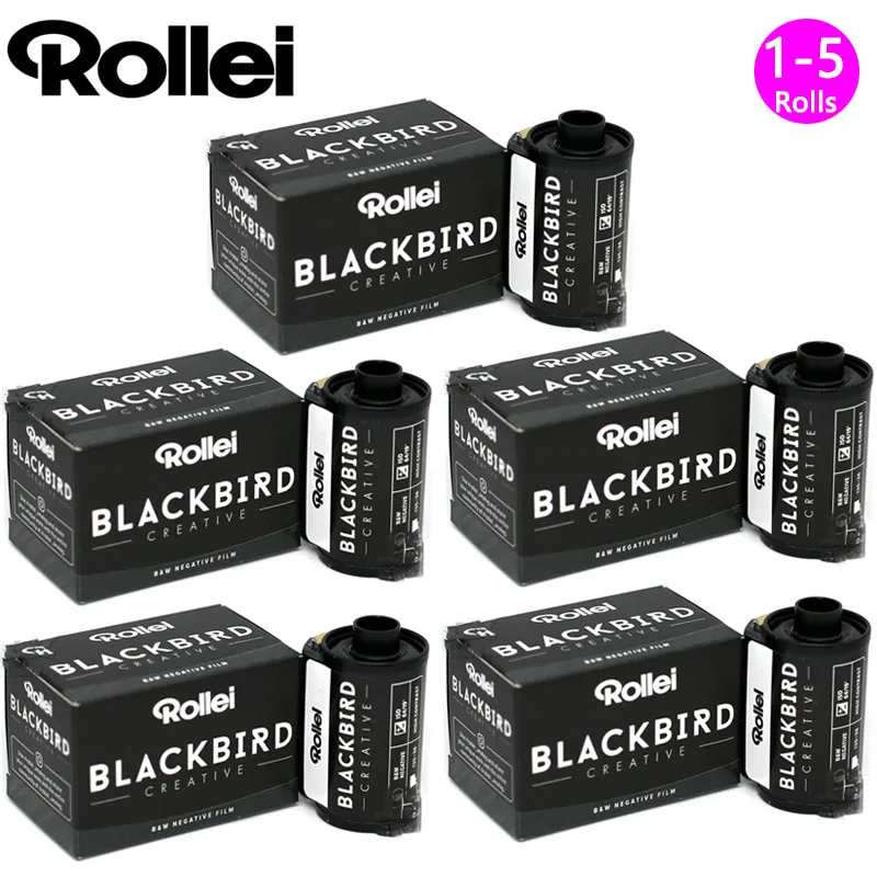 1/3/5 rollos Rollei BlackBird Creative 135 35mm película negativa blanca y negra 36 exposiciones para cámara Kodak M35/M38/F8 Fujifilm