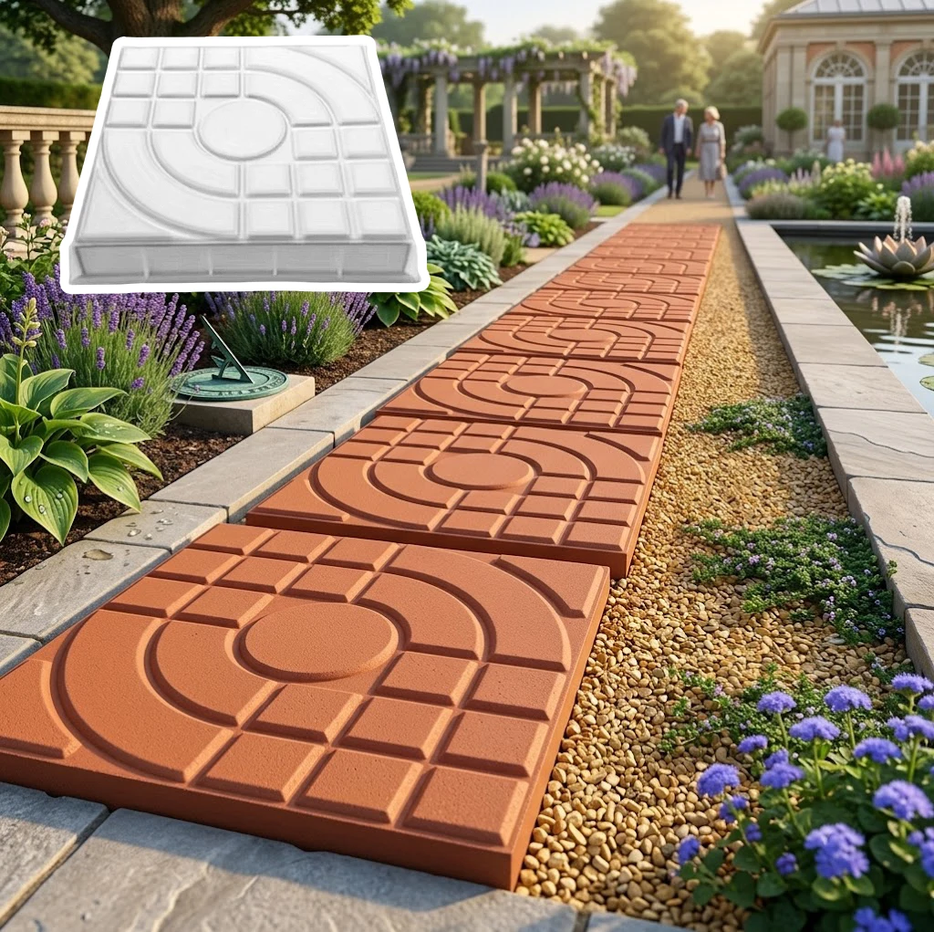 Concentric circle pavement color brick plastic mold 25 * 25 * 5cm permeable brick paving brick pavement slab brick square brick
