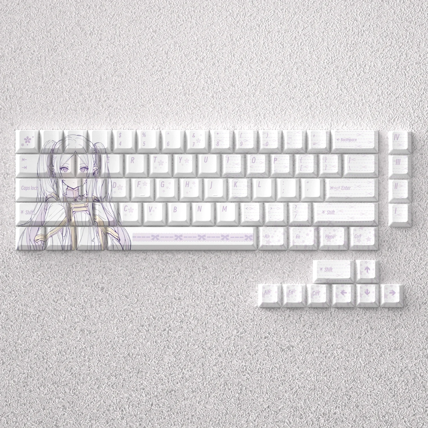 73 Keys Keycaps Frieren PBT Dye Sub Cherry Blue Anime Comic White for 60% 65% 68% Mechanical Keyboard GK61 Anne Pro2 Akko Fun60