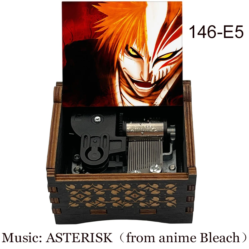 color bleach figure Kurosaki ichigo print music asterisk Wood mechanical Music Box Friends kids New year Christmas Children gift