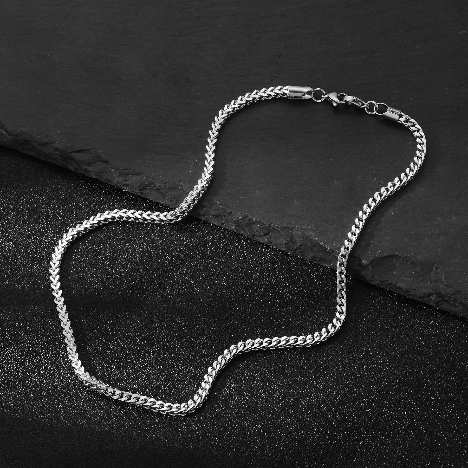 1 Stück Größe 3mm-5mm Gold/Silberfarben 316L Edelstahl Franco Fox Tail Kette Halskette Damen Herren Schmuck Geschenk Dropshipping – Detail 6
