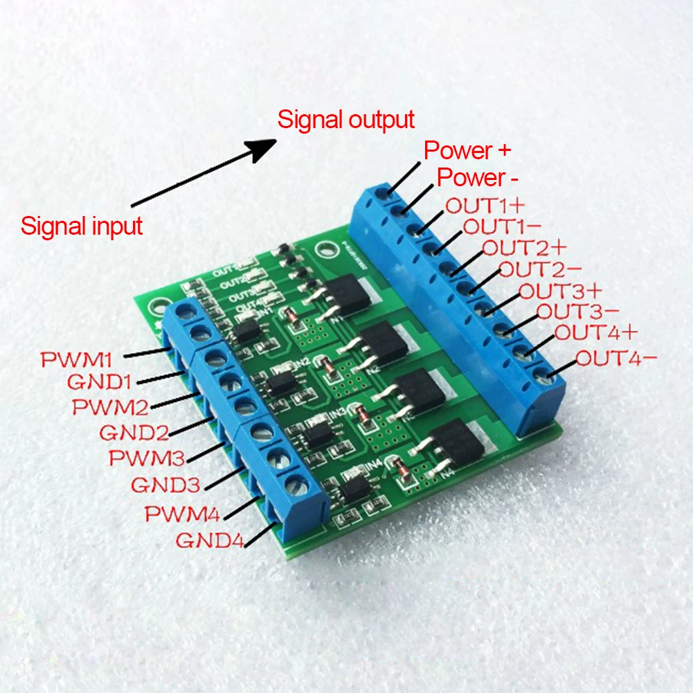 MOS FET F5305S 4 Channels Pulse Trigger Switch Controller PWM Input  for Motor LED 4 Way MOS PLC Amplifier Board Driver Module