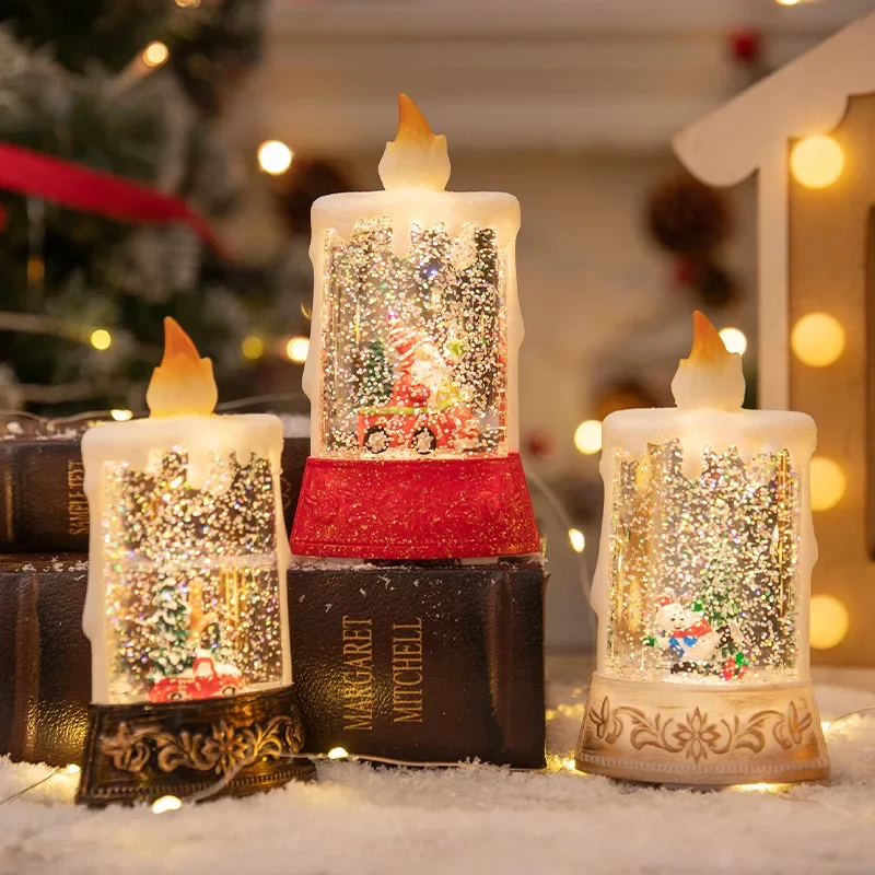 New Arrival Christmas Desktop Decoration Luminous LED Candle Lamp and Crystal Creative Christmas Gift