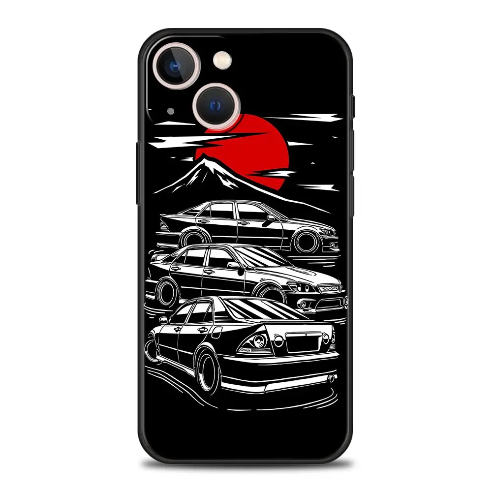 Nhật Bản JDM Xe Thể Thao Ốp Lưng Điện Thoại Cho iPhone Apple 14 13 Pro Max 12 11 Mini 7 8 Plus XR XS X SE 2020 Bao Vỏ Đen Coque Funda