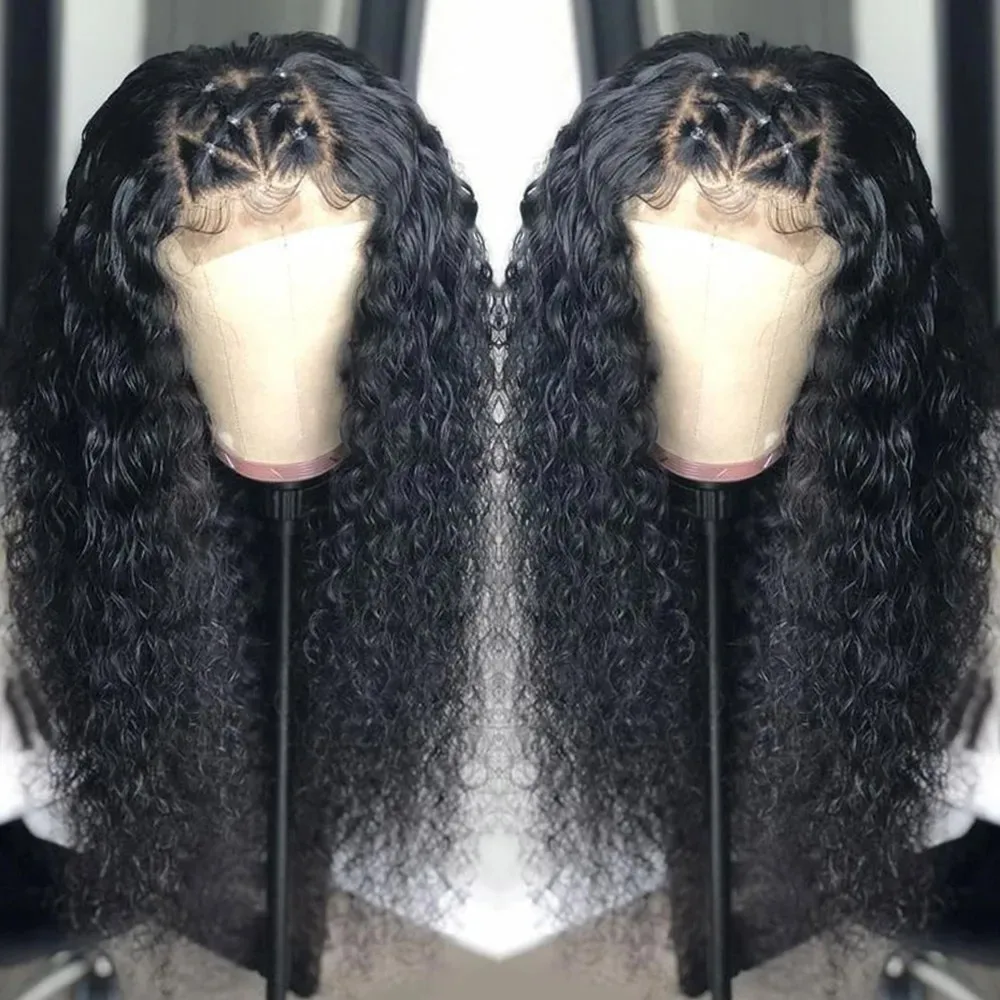 

13x6 HD Transparent Deep Wave 250 Density 30 Inch 13x4 Lace Front Wig Lace Frontal Human Hair Wig PrePlucked For Women