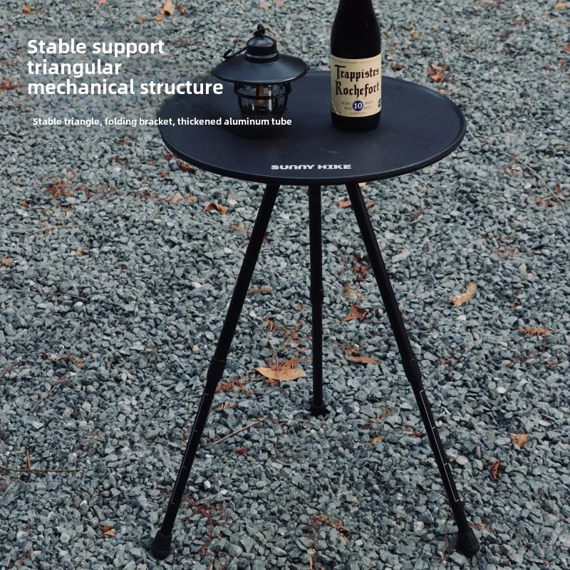 2025 Camping Round Table with Light Stand Ultralight Portable Folding Table with Adjustable Legs for Picnic Indoor/Outdoor