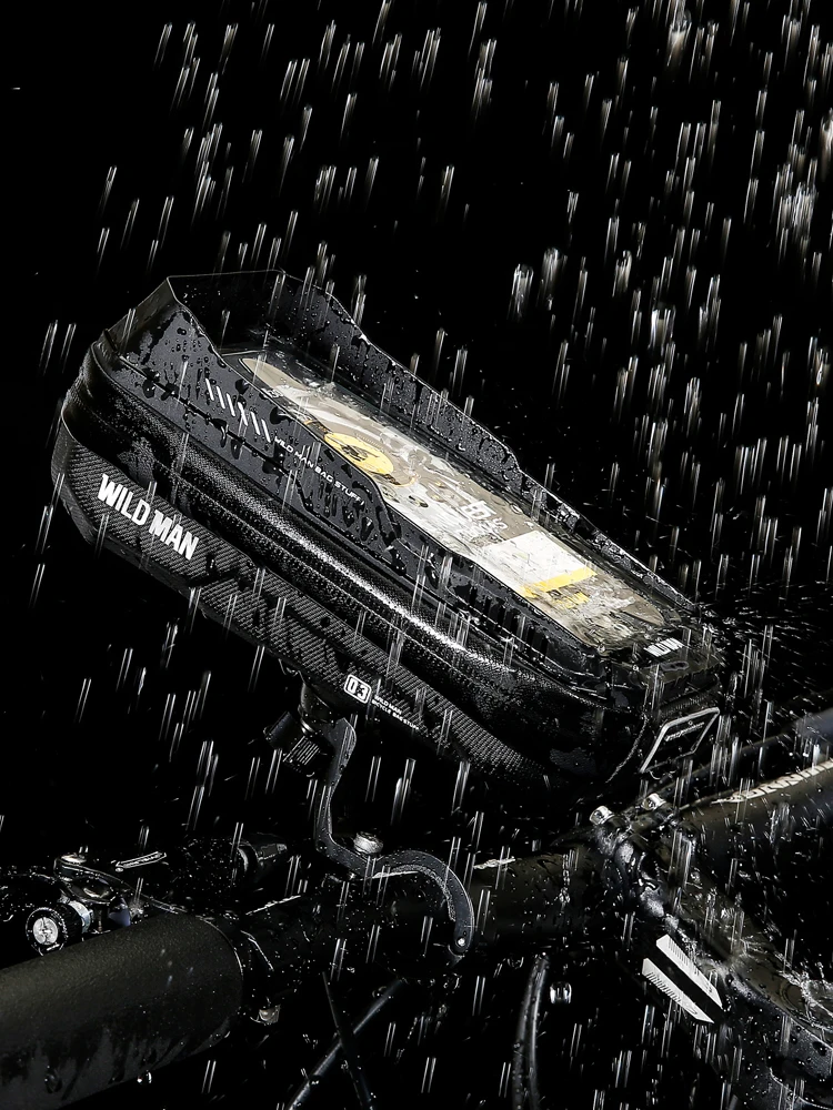 

WILD MAN Handlebar Phone Holder Bag Touch Screen Mountain Bike Hard Shell Handlebar Bag Quick Release for MTB Bike Motorcycle