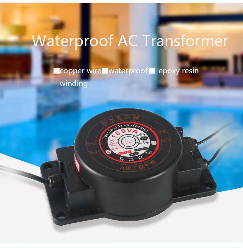 Imagem -03 - Transformador à Prova Dágua Led Fornece Luz de Piscina Luz Subaquática 220v Transformador Ac24v 12v ac Potting dc Transformador Anel de Controle