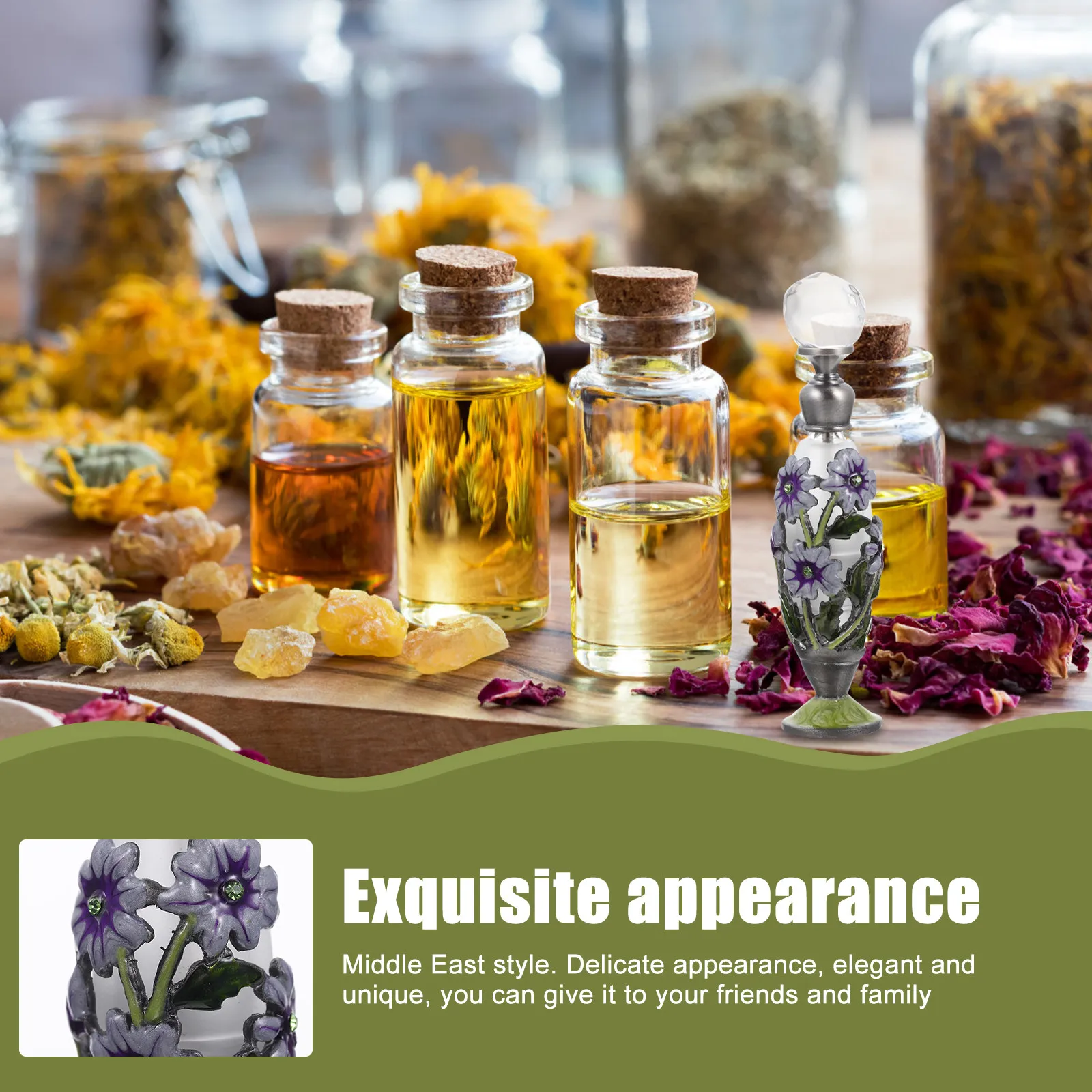 

Изящный стеклянный флакон для эфирных масел, пустой контейнер для духов, портативный стильный ароматический мини-флакон, винтажный держатель для парфюма, для дома