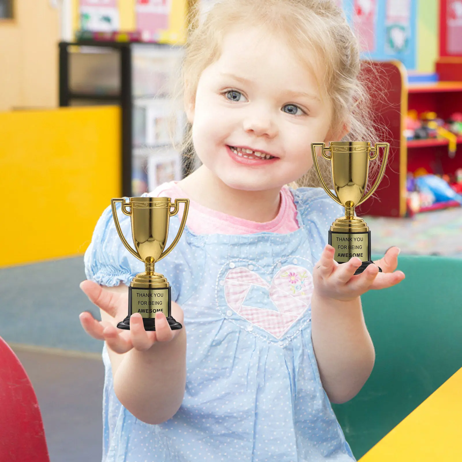 Mini Gold Trophy Cups 6 Pack Plastic Awards for Sports Competitions School Ceremonies Party Favors