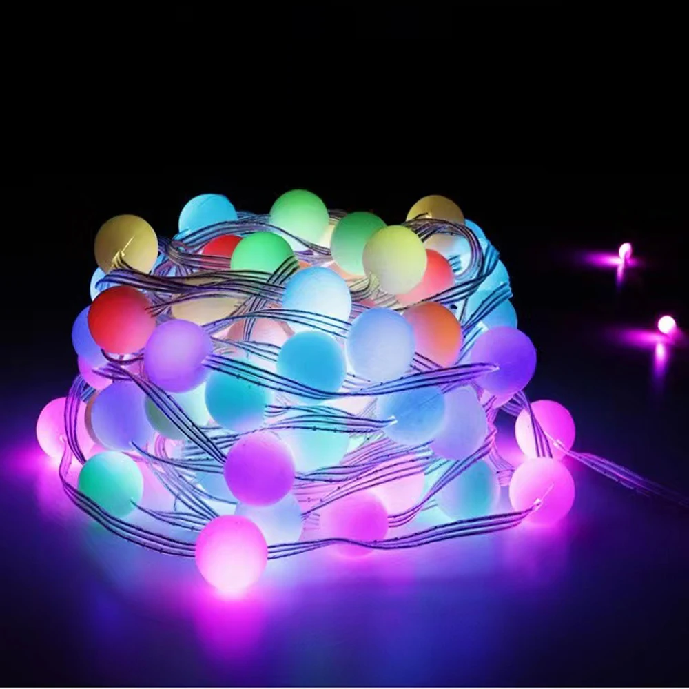 USB RGBIC Okrągła kula String Fairy String Lights 5V Bluetooth LED Strings APP Do wodoodpornej dekoracji świetlnej kempingowej na zewnątrz