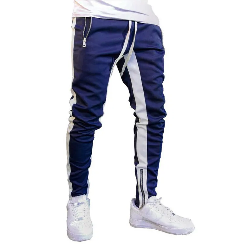 

Fashion New Tide Casual Zipper Sports Trousers Men's Small Feet Long Pants Elasticity Men Pencil Pants Stacked Sweatpants