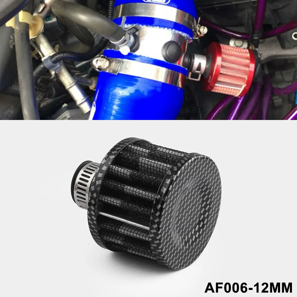 Filter udara Mobil Universal 12mm, untuk sepeda motor asupan udara dingin aliran tinggi penutup ventilasi selubung udara Mini