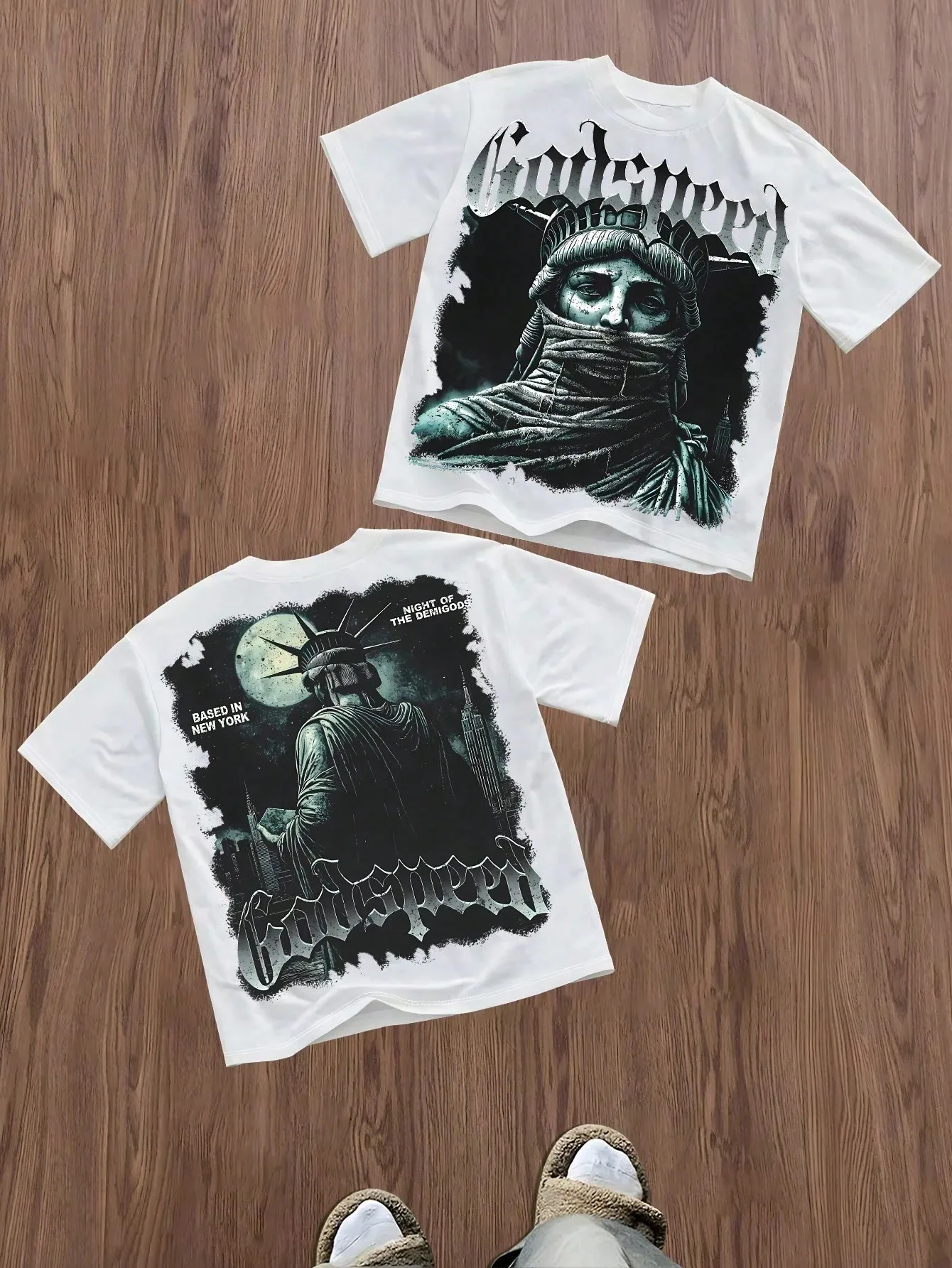 2026 Summer New Men's T-shirt with 3D Angel Pattern Print Street Casual Fashion Comfortable Soft Breathable Lightweight