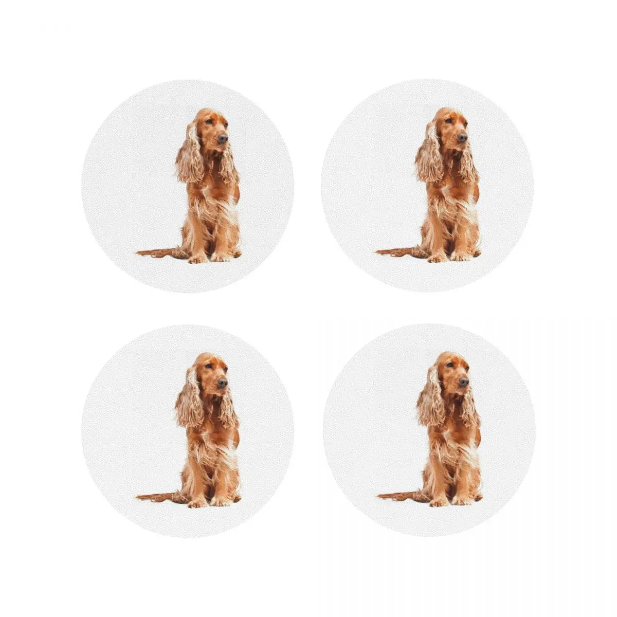 Happy GoLucky Cocker Spaniel - Cartoon Dog Animal Coasters Placemats Non-slip Insulation Cup Coffee Mats Tableware Pads Set of 4
