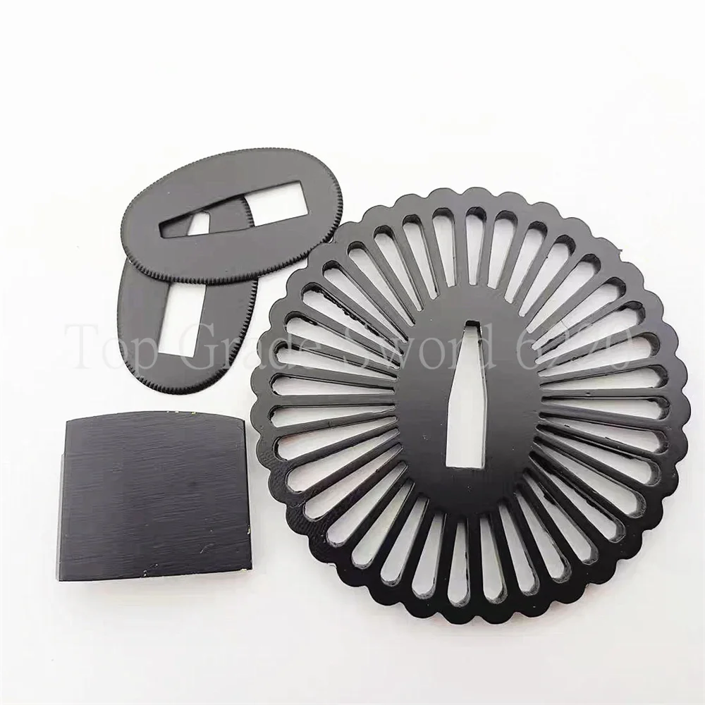 A Set Unique Steel Iron Material Tsuba Handguard Brass Habaki Seppa For Japanese Real Japan Samurai Katana Sword Fittings