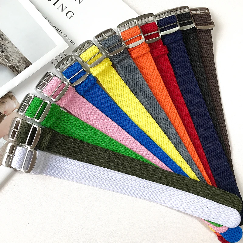 Nylon Strap Woven Watchband High Qualities For Perlon Band Replacement Watch Band Black Silver Buckle 16mm 18mm 20mm 22mm