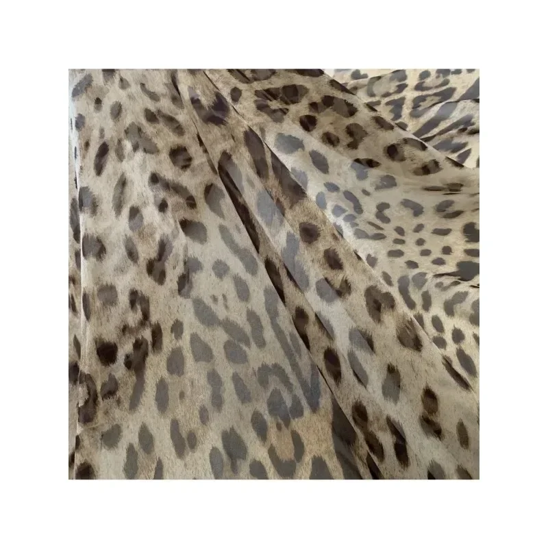 Classic Leopard Print High-quality Chiffon Clothing Fabric for Dress Scarves Polyester Handmade Diy Designer Fabrics 145x50cm