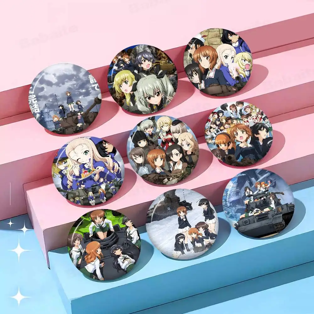 Anime G-gIRLS Und PANZER Customizable Soft Button Pin For Women Creative Jewelry Funny Badge Cartoon Lover Hat