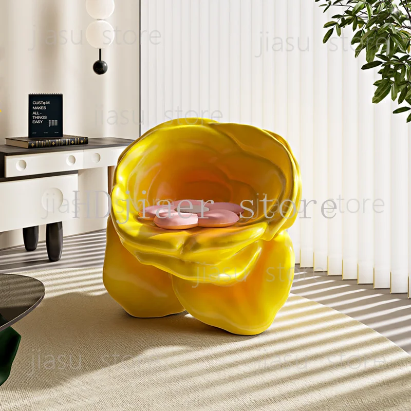 

Rose Designer Chair, Artistic Irregular Backrest Fiberglass Chair, Leisure Furniture for Villa & Model Room