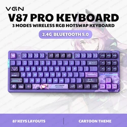 VGN V87 Pro Mini Wireless Mechanical Keyboard 2.4G Bluetooth Wired Gaming Keyboard RGB Hot-swap gamer Non-contact keyboard