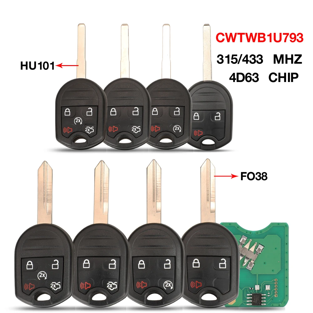 jingyuqin 3/4/5 Buttons ID63 Chip CWTWB1U793 315/433MHZ Switchable Smart Remote Key For Ford C-Max F350 Escape Fiesta Transit