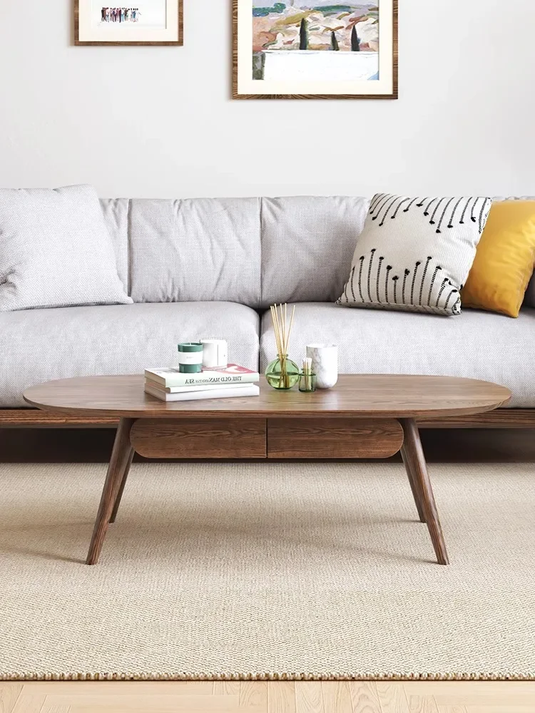 

Nordic simple solid wood coffee table Japanese tea table simple modern ash wood small table storage