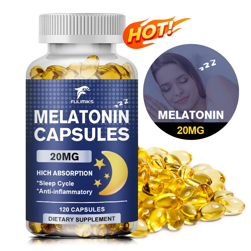Melatonin 20 mg Sleep Supplement Capsules - with Vitamin D3 & MSM, Selenium for Health Rest Cycle, Deep Zzzs
