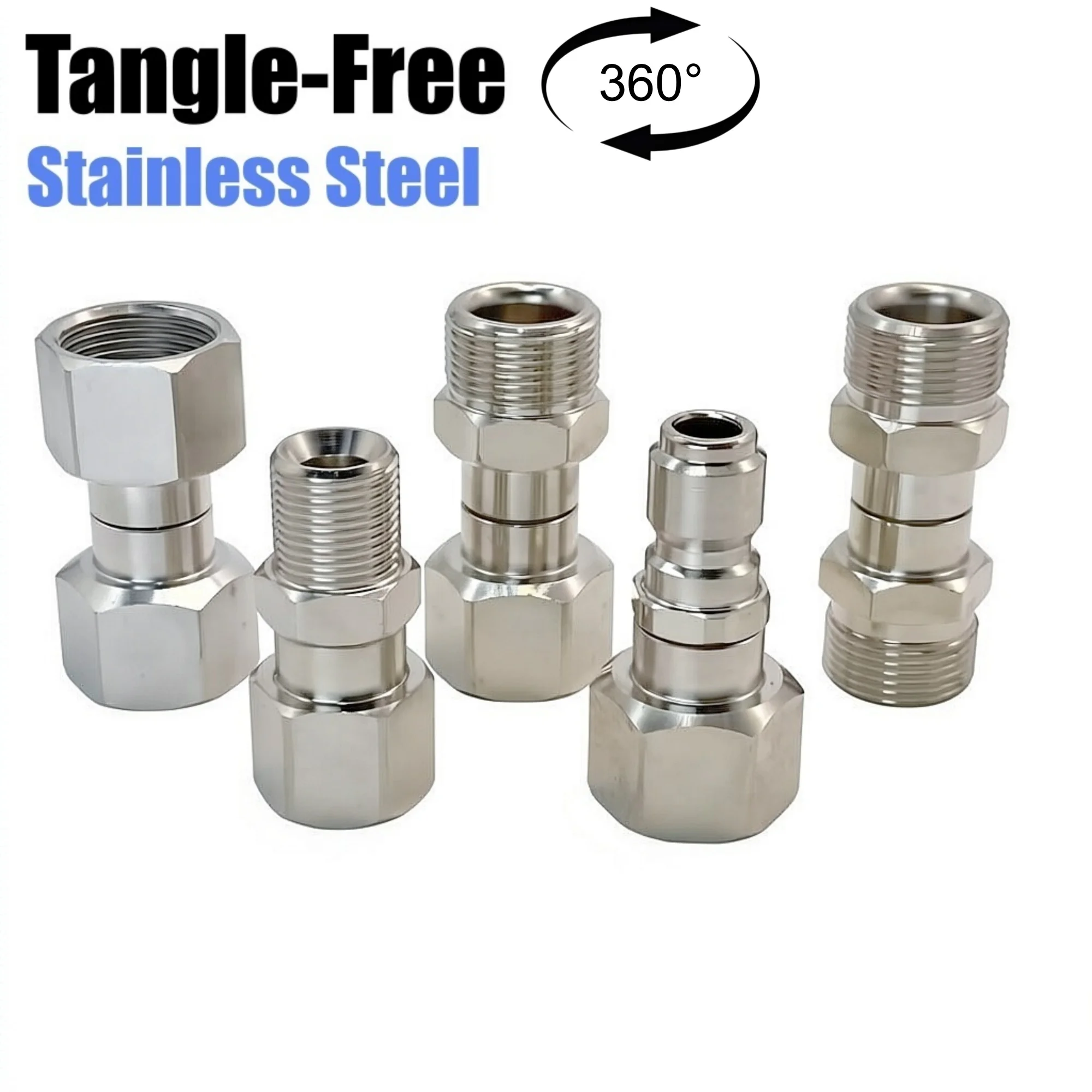 Tangle-Free Joint Adapter For High Pressure Wash Gun & Hose M22 G3/8 NPT3/8 NP1/4 360 Degree Swivel Connector