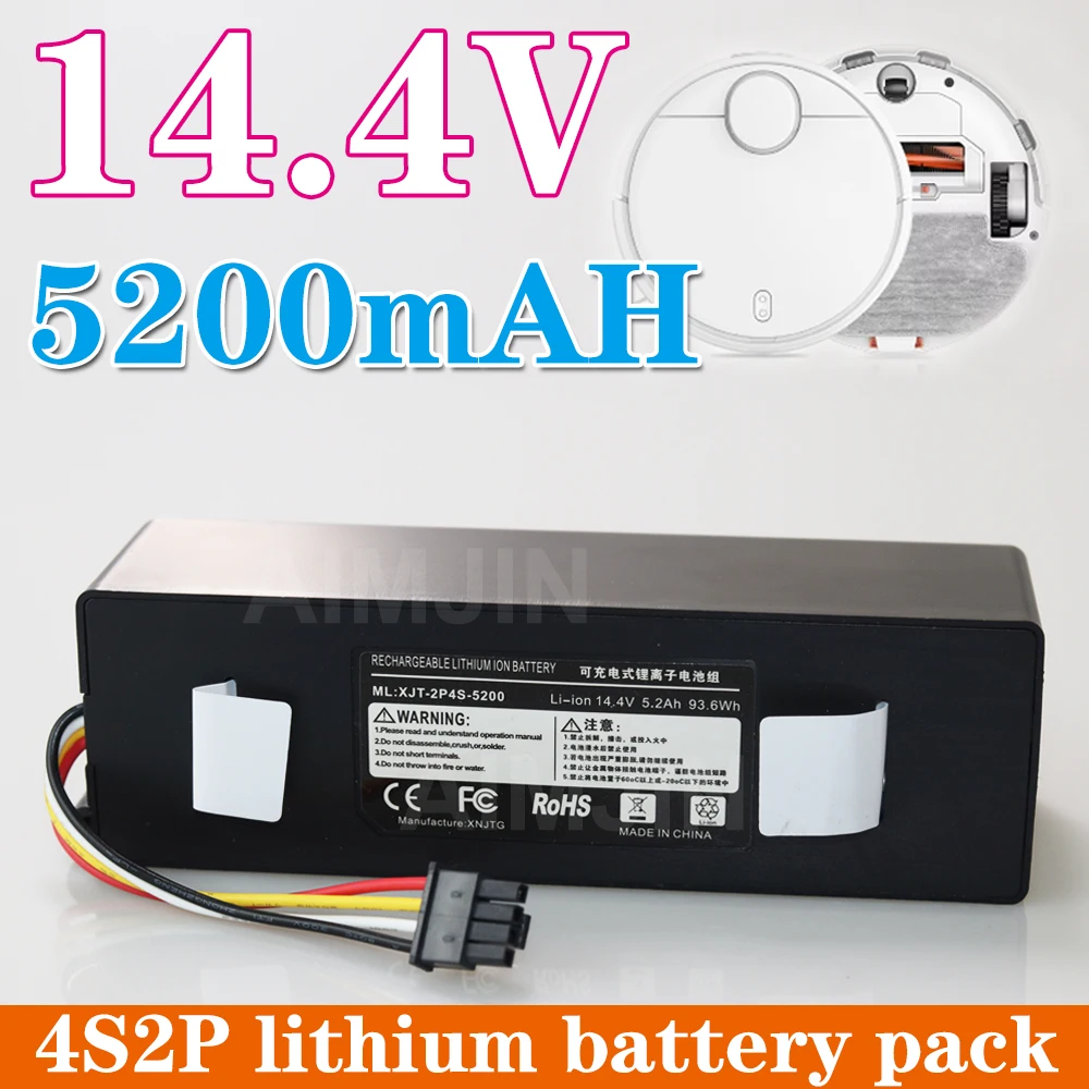

14.4V 5200mAh robot vacuum cleaner battery replacement suitable for Roborock S55 S60 S65 S50 S51 S5 MAX S6 batteries