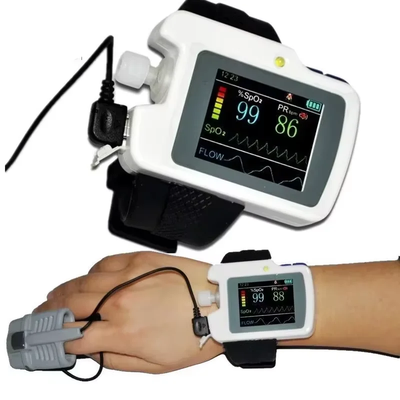 RS01 Patiënt Slaapapneu Schermmeter Neus Luchtstroom Pols Beademing Slaapmonitor Spo2 PR Alarm Neuscanule Recordsoftware