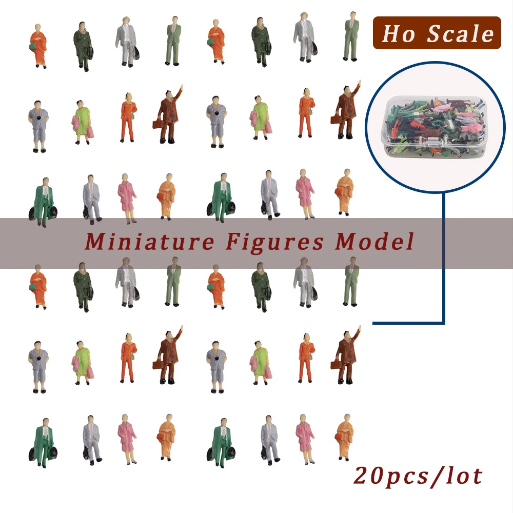 Ho 1:87 Railway Train People Model Figures ABS Plastic Painted Passengers Architecture Building Layout for Diorama 20pcs/lot