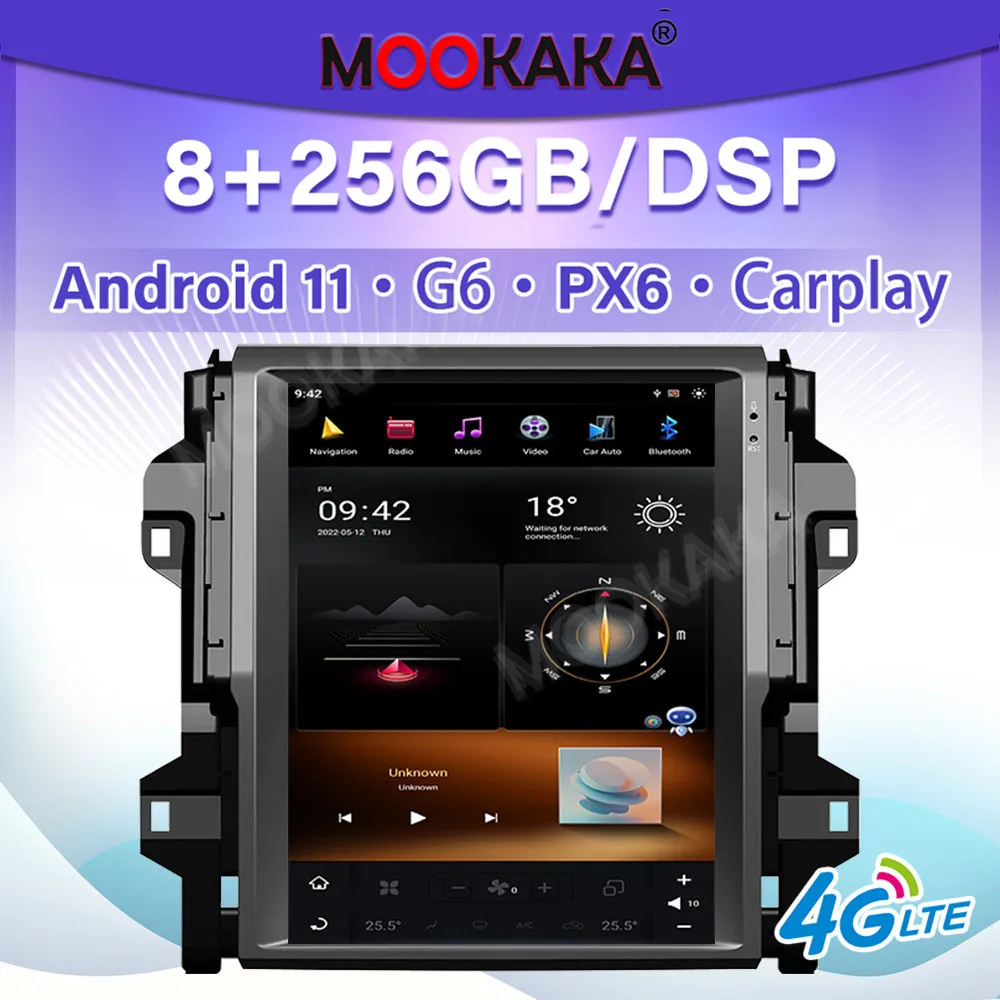 For Toyota Fortuner 2016-2020 Carplay Car Radio Android 11 Multimedia Player GPS Navigation DSP Auto Stereo Head Unit PX6