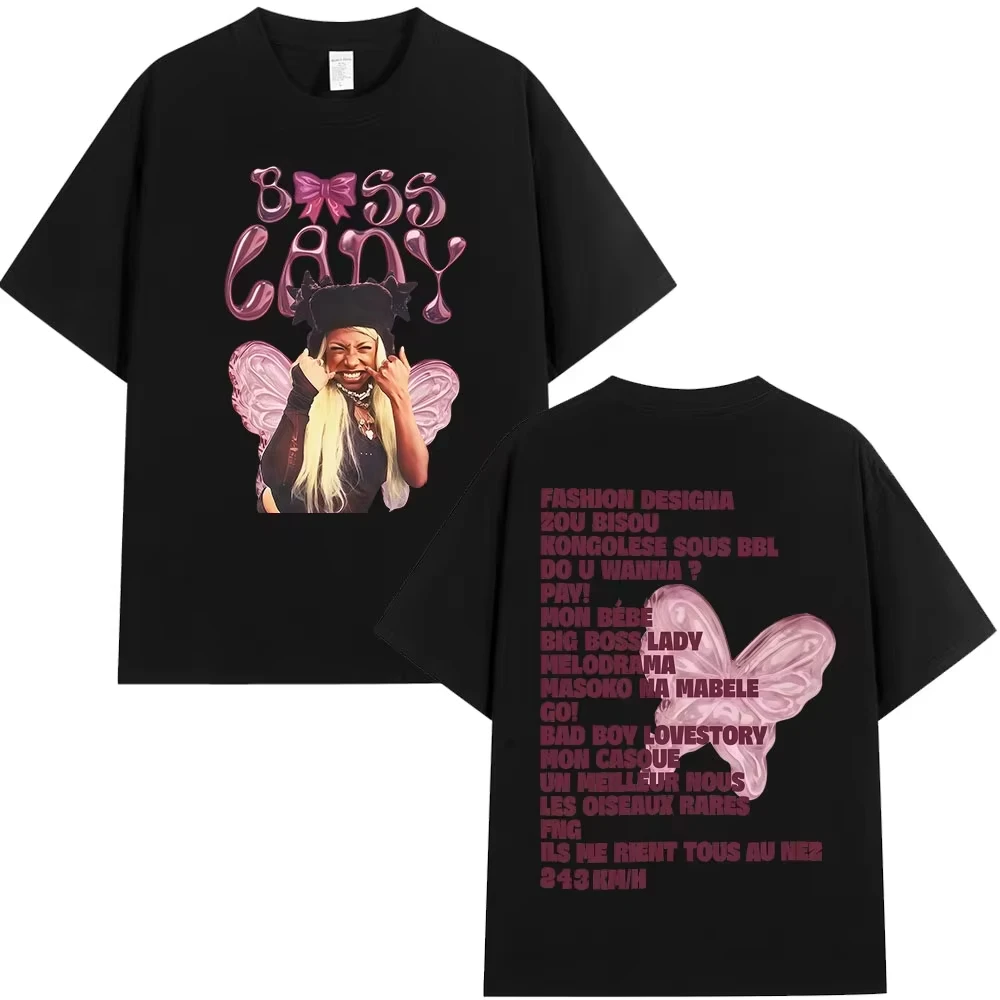 Theodora BOSS Lady Album-Grafik-Musik-T-Shirt, 100 % Baumwolle, lässiges, kurzärmeliges, lockeres Oberteil, Grafik-T-Shirts