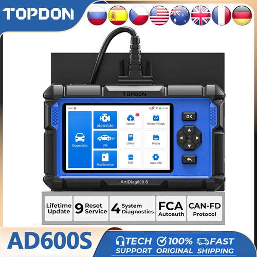 Escáner OBD2 TOPDON AD600S herramienta de escaneo lector de código escáner de diagnóstico para ABS/SRS/AT/motor 9 servicio de reinicio actualización de por vida