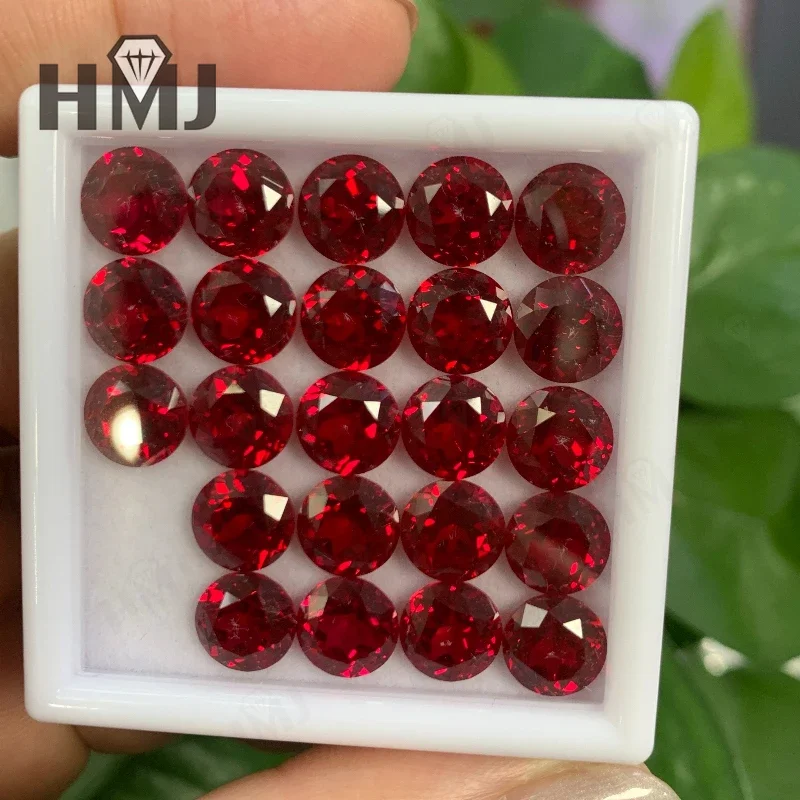 Lab Grown Ruby Gemstones Pigeon Blood Red Round Shape Selectable AGL Certificate Charms Beads for DIY Wedding Bridal Jewelry