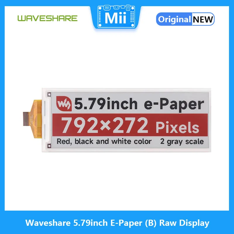 Waveshare 5.79inch E-Paper (B) Raw Display, E-ink Display, 792x272, Red/Black/White, SPI for Raspberry Pi/Jetson Nano