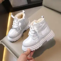 Princess Thick Boots Toddler Fashion Sneaker Plush Warm Kids Snow Boots Winter New Children's Girls Sequined Cotton Shoes 21-30