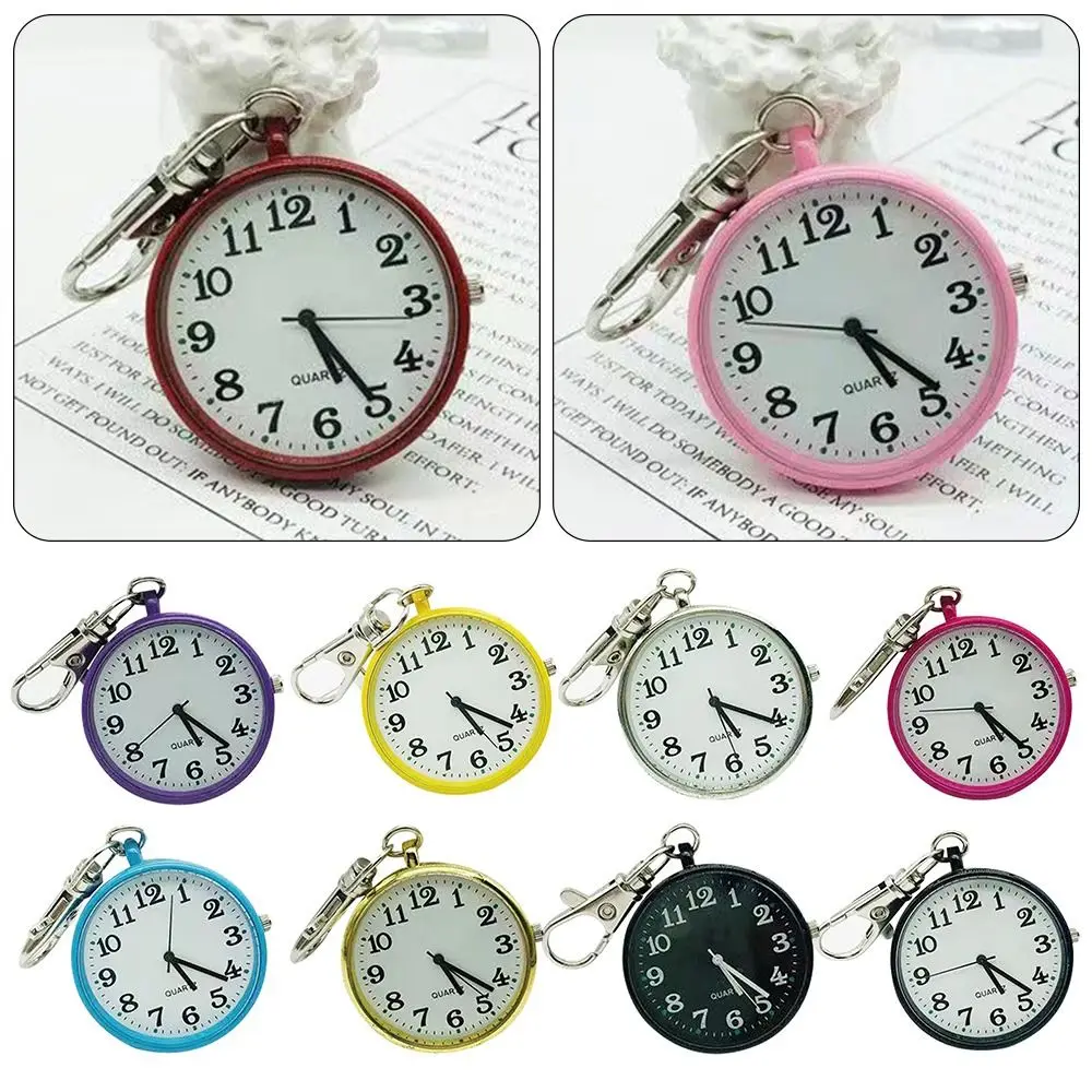Large Dial Quartz Pocket Watches Luminous Dots Keyring Chest Watches Minimalist Design Quartz Movement Pocket Watch Clock