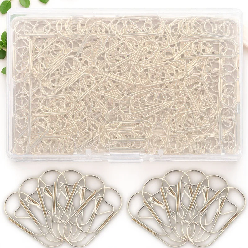 150Pcs Cute Heart-Shaped Paper Clips Strong Hold Non-Deform Metal Clips for Files Notes DIY Craft Projects Small Clamps