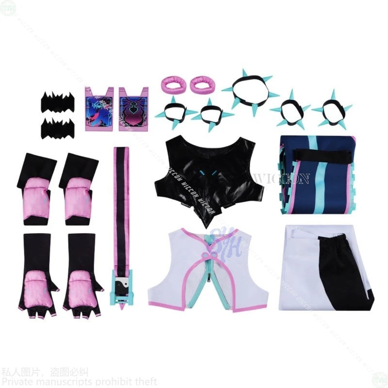 Anime Owww Crossover Street Cos Fighte Cosplay Hann Juri Costume Sexy Lingerie Hot Pink Blue Battle Uniform Y2K Wigs Halloween
