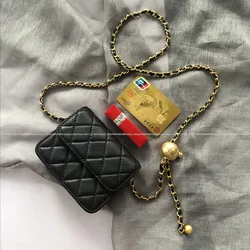 New Women Bags Golden Ball Small Bag Waist Bag Small Fragrant Wind Mini Chain Bag Korean Leisure Versatile Square Crossbody Bags